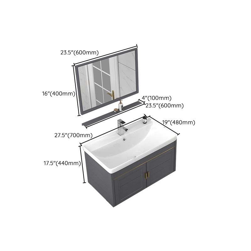 Rectangular Glam Bathroom Vanity Ceramic Top Single-Sink Wall Mount Vanity Set Clearhalo 'Bathroom Remodel & Bathroom Fixtures' 'Bathroom Vanities' 'bathroom_vanities' 'Home Improvement' 'home_improvement' 'home_improvement_bathroom_vanities' 1200x1200_a81b1a78-8b72-4437-bab4-d33ef5ff51a4