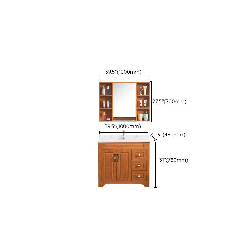 Wood Traditional Sink Vanity Freestanding Bathroom Vanity with Mirror Clearhalo 'Bathroom Remodel & Bathroom Fixtures' 'Bathroom Vanities' 'bathroom_vanities' 'Home Improvement' 'home_improvement' 'home_improvement_bathroom_vanities' 1200x1200_a8337727-a343-428a-a99b-3b3ca779382b