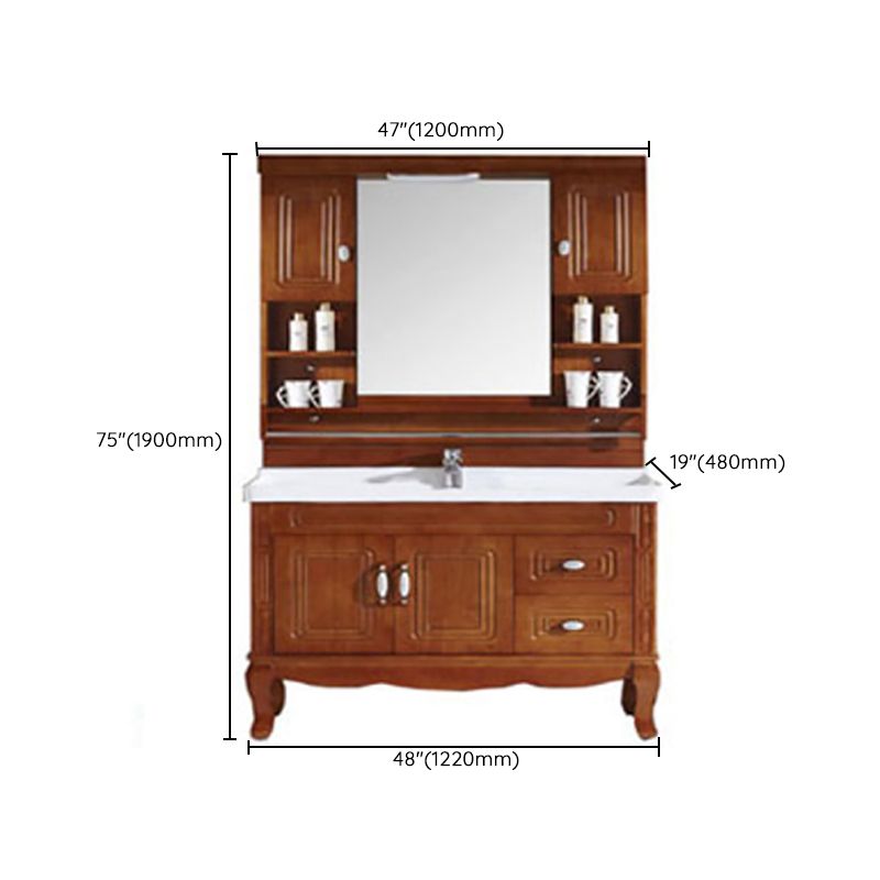 Traditional Freestanding Bathroom Vanity Set Wood Sink Vanity with Mirror Clearhalo 'Bathroom Remodel & Bathroom Fixtures' 'Bathroom Vanities' 'bathroom_vanities' 'Home Improvement' 'home_improvement' 'home_improvement_bathroom_vanities' 1200x1200_a844e8bd-68f6-46e7-8c01-97059a2fdaf8
