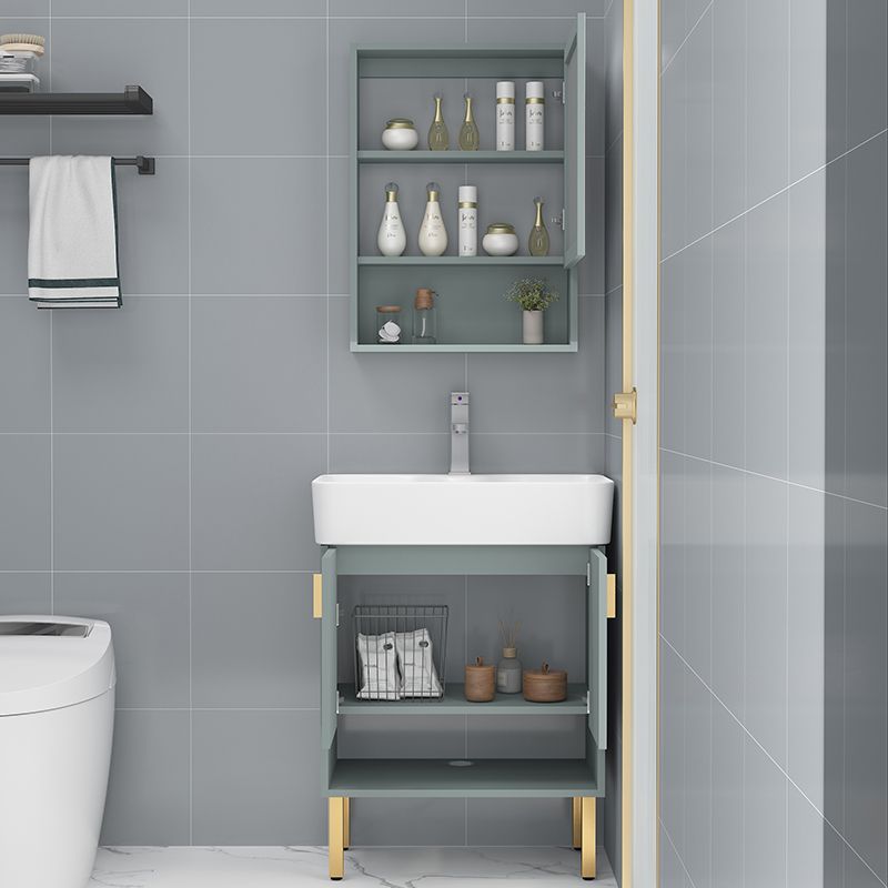 Rectangular Glam Sink Vanity Green Ceramic Single-Sink Freestanding Vanity Set Clearhalo 'Bathroom Remodel & Bathroom Fixtures' 'Bathroom Vanities' 'bathroom_vanities' 'Home Improvement' 'home_improvement' 'home_improvement_bathroom_vanities' 1200x1200_a87a8a32-d1a8-47f2-8d78-e63fd4fd4d9a
