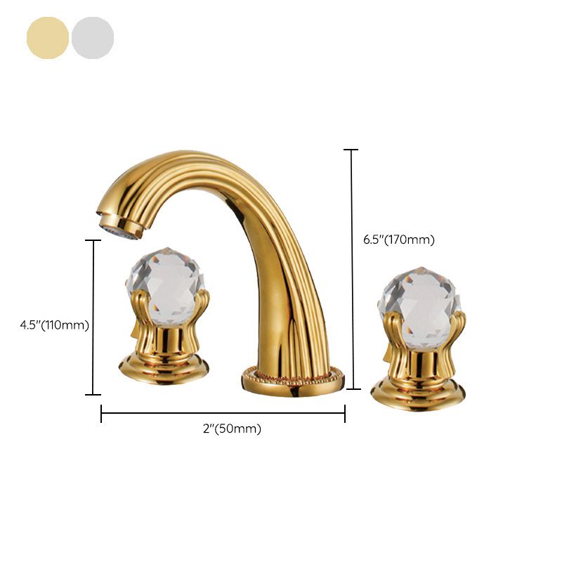 Glam Centerset Faucet Brass 2 Knob Handles 3 Holes Low Arc Bathroom Sink Faucet Clearhalo 'Bathroom Remodel & Bathroom Fixtures' 'Bathroom Sink Faucets' 'Bathroom Sinks & Faucet Components' 'bathroom_sink_faucets' 'Home Improvement' 'home_improvement' 'home_improvement_bathroom_sink_faucets' 1200x1200_a8a993ba-f9ab-4fed-a7fb-a7be446ed09f