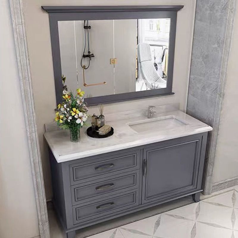 Modern Gray Sink Vanity Freestanding Wooden Bathroom Vanity with Drawers Clearhalo 'Bathroom Remodel & Bathroom Fixtures' 'Bathroom Vanities' 'bathroom_vanities' 'Home Improvement' 'home_improvement' 'home_improvement_bathroom_vanities' 1200x1200_a8ba01dd-41b9-4fa2-a2b7-abe6fdadff62
