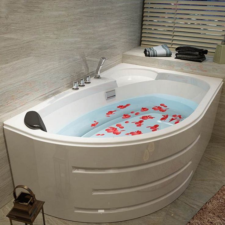 Back to Wall Bath Corner Acrylic Soaking White Modern Bathtub Clearhalo 'Bathroom Remodel & Bathroom Fixtures' 'Bathtubs' 'Home Improvement' 'home_improvement' 'home_improvement_bathtubs' 'Showers & Bathtubs' 1200x1200_a8d5d192-1377-46e2-bd83-e268cb4fab34