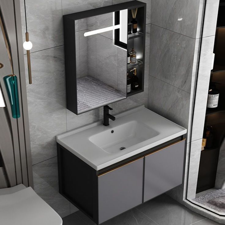 Metal Base Modern Bathroom Vanity Wall Mount Single-Sink Rectangular Vanity Set Clearhalo 'Bathroom Remodel & Bathroom Fixtures' 'Bathroom Vanities' 'bathroom_vanities' 'Home Improvement' 'home_improvement' 'home_improvement_bathroom_vanities' 1200x1200_a8e6115c-6f28-40f7-8ddc-426ede66077d