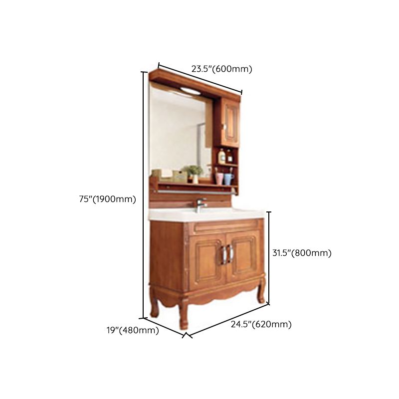 Traditional Freestanding Bathroom Vanity Set Wood Sink Vanity with Mirror Clearhalo 'Bathroom Remodel & Bathroom Fixtures' 'Bathroom Vanities' 'bathroom_vanities' 'Home Improvement' 'home_improvement' 'home_improvement_bathroom_vanities' 1200x1200_a8e74470-a5ed-4099-833c-a6ffad219d61