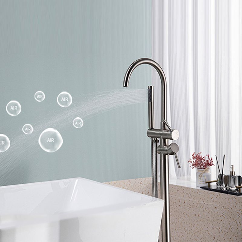 Modern Floor Mounted Metal Freestanding Tub Filler Freestanding High Arc Tub Filler Trim Clearhalo 'Bathroom Remodel & Bathroom Fixtures' 'Bathtub Faucets' 'bathtub_faucets' 'Home Improvement' 'home_improvement' 'home_improvement_bathtub_faucets' 1200x1200_a8ed5962-9171-44df-a7f7-91d873e2b72e