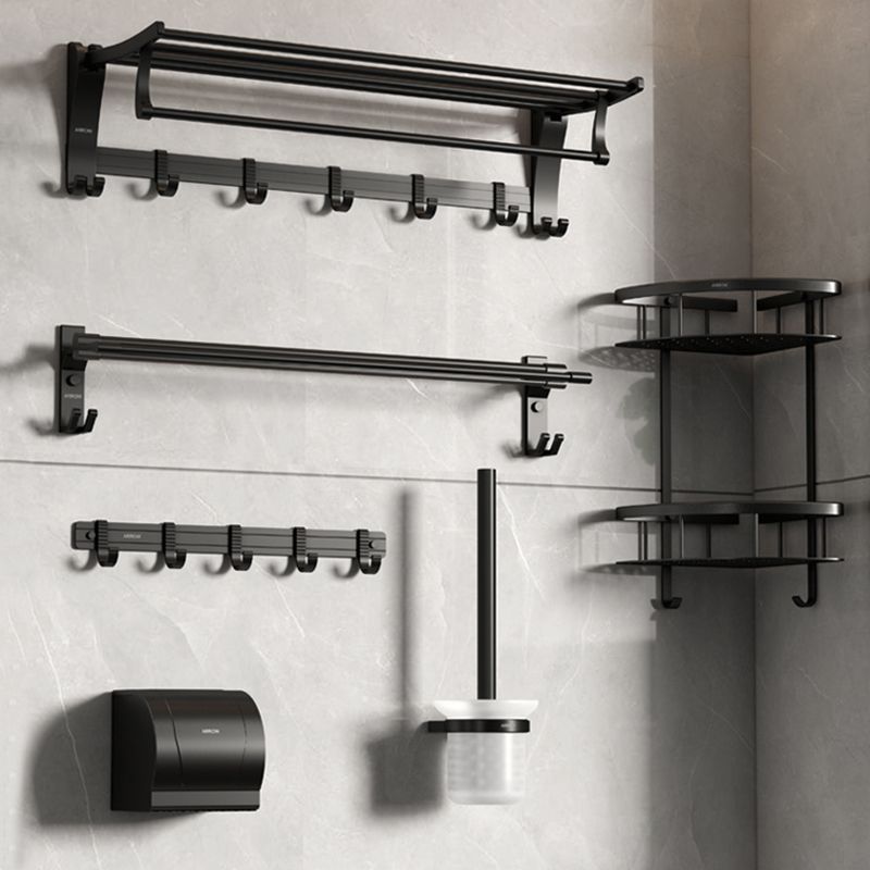 Contemporary Aluminum Bath Hardware Set Black Bathroom Accessory Kit Clearhalo 'Bathroom Hardware Sets' 'Bathroom Hardware' 'Bathroom Remodel & Bathroom Fixtures' 'bathroom_hardware_sets' 'Home Improvement' 'home_improvement' 'home_improvement_bathroom_hardware_sets' 1200x1200_a948798f-e4ee-4581-a079-d2700e64de80