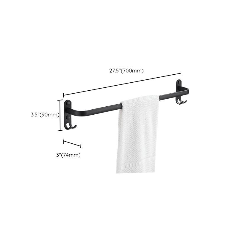 Modern Black Aluminum Bath Hardware Set Towel Bar Bathroom Hardware Clearhalo 'Bathroom Hardware Sets' 'Bathroom Hardware' 'Bathroom Remodel & Bathroom Fixtures' 'bathroom_hardware_sets' 'Home Improvement' 'home_improvement' 'home_improvement_bathroom_hardware_sets' 1200x1200_a97797eb-72a7-417d-895e-be3c480153ec