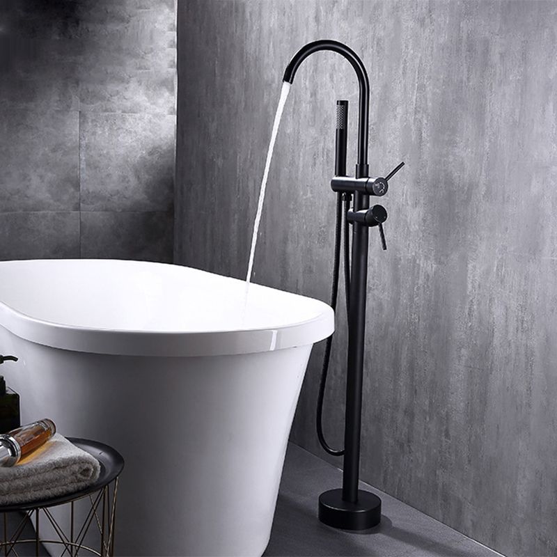 Floor Mounted Metal Freestanding Tub Filler High Arc Freestanding Faucet Clearhalo 'Bathroom Remodel & Bathroom Fixtures' 'Bathtub Faucets' 'bathtub_faucets' 'Home Improvement' 'home_improvement' 'home_improvement_bathtub_faucets' 1200x1200_a989b2b8-81aa-4c7f-932b-cb65457557f4