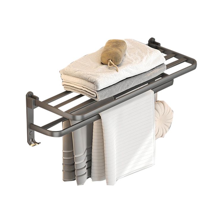 Contemporary Gray Bathroom Hardware Set with Bath Shelf/Towel Bar/Robe Hooks/Paper Holder Clearhalo 'Bathroom Hardware Sets' 'Bathroom Hardware' 'Bathroom Remodel & Bathroom Fixtures' 'bathroom_hardware_sets' 'Home Improvement' 'home_improvement' 'home_improvement_bathroom_hardware_sets' 1200x1200_a99123e8-b691-422b-ad0d-4b5fc693b8e3