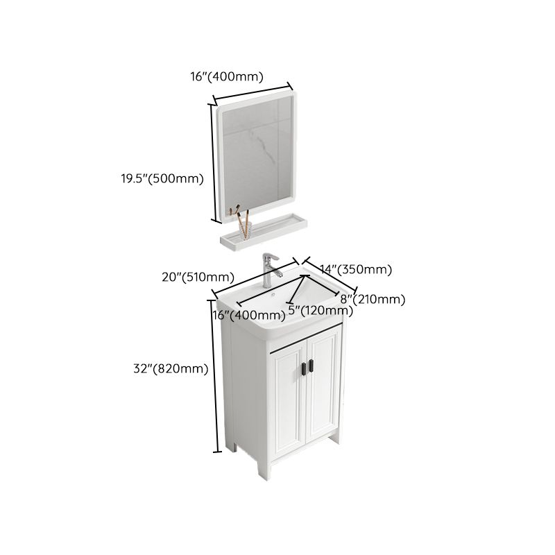 Bathroom Vanity Single Sink White Metal Frame Freestanding Bathroom Vanity with Door Clearhalo 'Bathroom Remodel & Bathroom Fixtures' 'Bathroom Vanities' 'bathroom_vanities' 'Home Improvement' 'home_improvement' 'home_improvement_bathroom_vanities' 1200x1200_a99b5003-ddca-4da7-a68a-2ed4e73cf73c