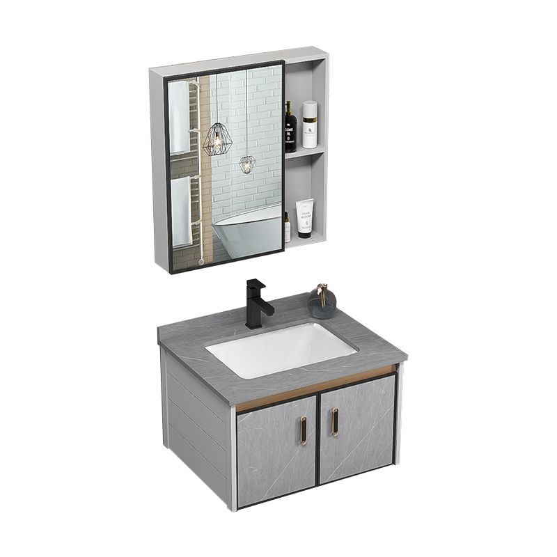 Single Bathroom Vanity Glam Gray Metal Frame Rectangular Wall Mount Vanity Set Clearhalo 'Bathroom Remodel & Bathroom Fixtures' 'Bathroom Vanities' 'bathroom_vanities' 'Home Improvement' 'home_improvement' 'home_improvement_bathroom_vanities' 1200x1200_a9a7806d-8f0f-4ba2-880f-aad183e642a4