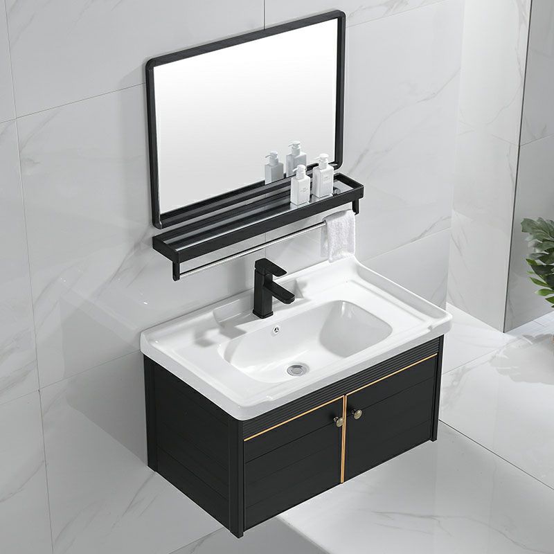 Wall Mount Metal Modern Sink Vanity with Sink for Bathroom in Black Clearhalo 'Bathroom Remodel & Bathroom Fixtures' 'Bathroom Vanities' 'bathroom_vanities' 'Home Improvement' 'home_improvement' 'home_improvement_bathroom_vanities' 1200x1200_a9ab439e-418b-4001-9e3e-b98956adfa2c