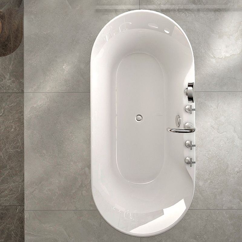 Modern Acrylic White Bathtub Ellipse Back to Wall with Drain Bath Tub Clearhalo 'Bathroom Remodel & Bathroom Fixtures' 'Bathtubs' 'Home Improvement' 'home_improvement' 'home_improvement_bathtubs' 'Showers & Bathtubs' 1200x1200_aa3e70be-7a10-4818-ad04-8f985fe6edfe