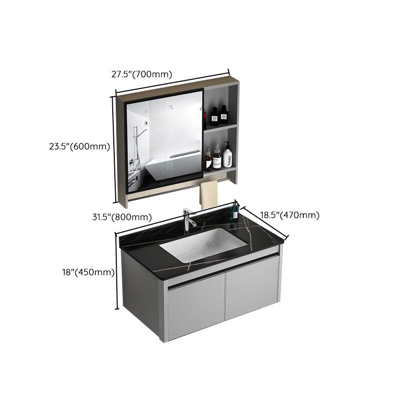 Single Sink Bathroom Vanity Modern Gray Rectangular Bath Vanity Clearhalo 'Bathroom Remodel & Bathroom Fixtures' 'Bathroom Vanities' 'bathroom_vanities' 'Home Improvement' 'home_improvement' 'home_improvement_bathroom_vanities' 1200x1200_aa3f8979-41e9-4b8d-94ba-d7032a6c4c75