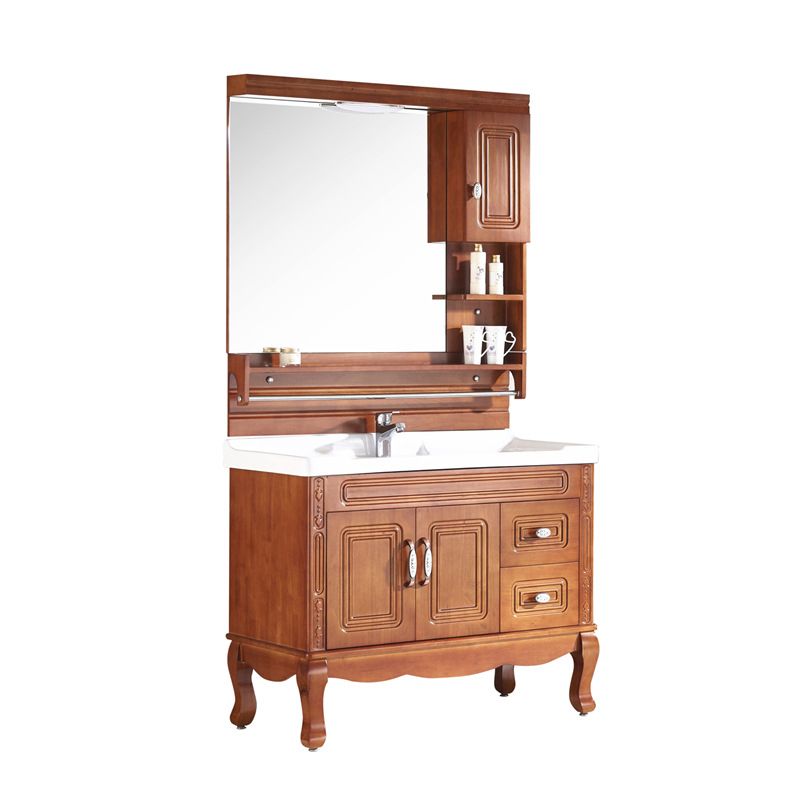 Traditional Freestanding Bathroom Vanity Set Wood Sink Vanity with Mirror Clearhalo 'Bathroom Remodel & Bathroom Fixtures' 'Bathroom Vanities' 'bathroom_vanities' 'Home Improvement' 'home_improvement' 'home_improvement_bathroom_vanities' 1200x1200_aa5fec07-9fdb-4a4d-a2df-afc3ad2d27a7