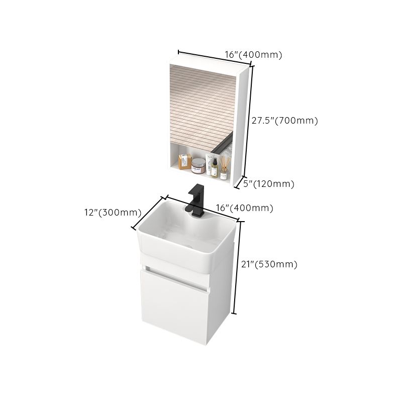 Rectangular Single Sink Bathroom Vanity Modern White Wall Mount Vanity Set Clearhalo 'Bathroom Remodel & Bathroom Fixtures' 'Bathroom Vanities' 'bathroom_vanities' 'Home Improvement' 'home_improvement' 'home_improvement_bathroom_vanities' 1200x1200_aa93f9de-7c9f-4020-ba15-ae828bbe2d60