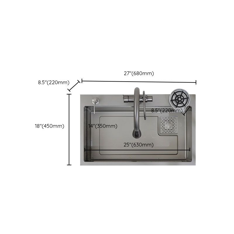 Modern Style Kitchen Sink Rectangle Shape Kitchen Sink with Single Bowl Clearhalo 'Home Improvement' 'home_improvement' 'home_improvement_kitchen_sinks' 'Kitchen Remodel & Kitchen Fixtures' 'Kitchen Sinks & Faucet Components' 'Kitchen Sinks' 'kitchen_sinks' 1200x1200_aaaaa34a-6222-4b2f-a1d2-5c63c4b65f0a