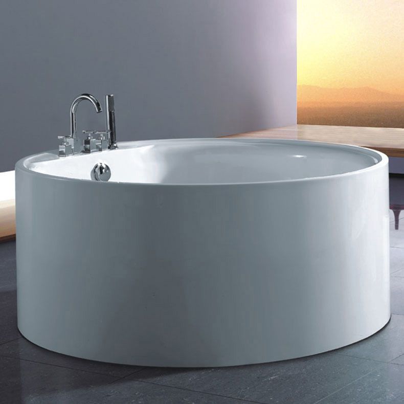 Round Acrylic Soaking Bathtub Modern Stand Alone Back to Wall Tub Clearhalo 'Bathroom Remodel & Bathroom Fixtures' 'Bathtubs' 'Home Improvement' 'home_improvement' 'home_improvement_bathtubs' 'Showers & Bathtubs' 1200x1200_aac267cd-a66e-44fb-9f36-51246be50a3c