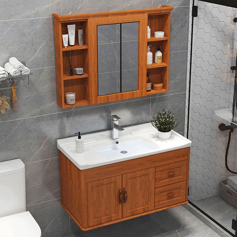 Wall Mount Mirror Included Sink Vanity with Faucet for Bathroom Clearhalo 'Bathroom Remodel & Bathroom Fixtures' 'Bathroom Vanities' 'bathroom_vanities' 'Home Improvement' 'home_improvement' 'home_improvement_bathroom_vanities' 1200x1200_aac76e06-b06b-4262-8f99-89833a40ece3