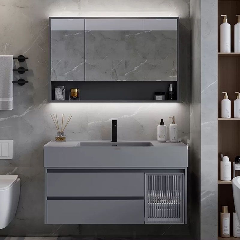 Grey Wall Mounted Standard Modern Single-Sink Open Console with Sink Set Clearhalo 'Bathroom Remodel & Bathroom Fixtures' 'Bathroom Vanities' 'bathroom_vanities' 'Home Improvement' 'home_improvement' 'home_improvement_bathroom_vanities' 1200x1200_aae8b669-2b8f-4441-9fdb-7a009c8b8141