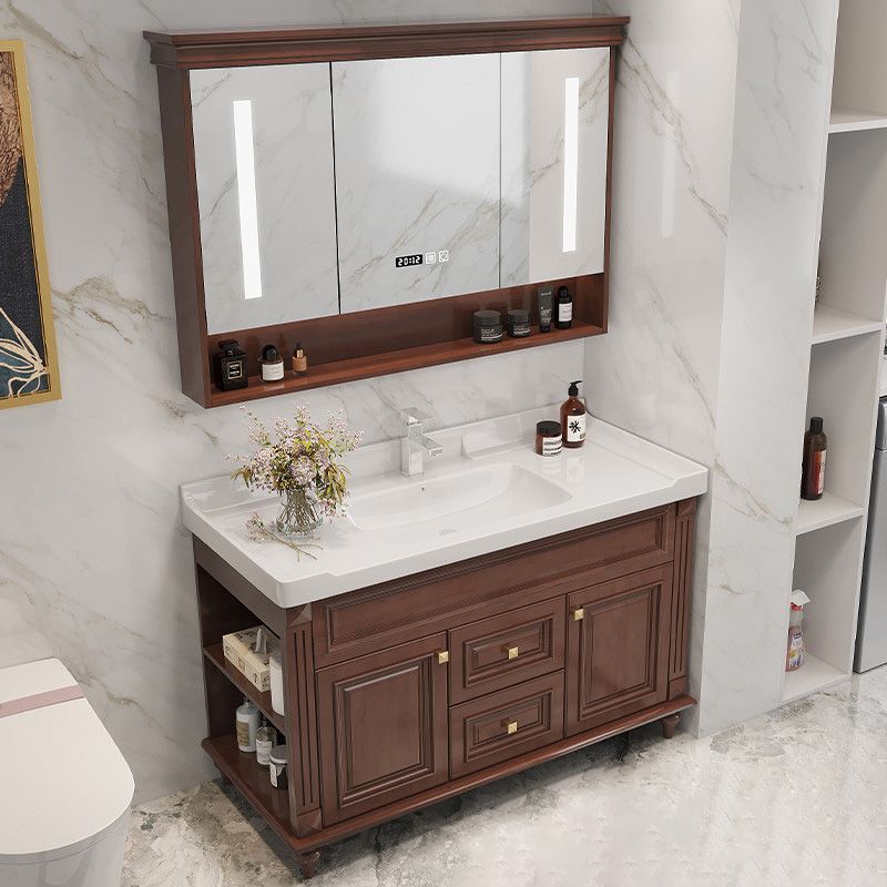 Single Sink Modern Freestanding Bathroom Sink Vanity with Mirror Clearhalo 'Bathroom Remodel & Bathroom Fixtures' 'Bathroom Vanities' 'bathroom_vanities' 'Home Improvement' 'home_improvement' 'home_improvement_bathroom_vanities' 1200x1200_aaea933e-caa7-4670-a9aa-429488281290