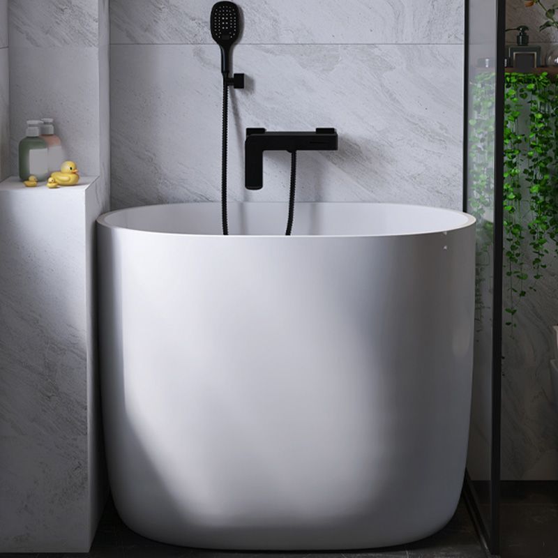 Modern Ellipse White Acrylic Bathtub Back to Wall with Drain Bath Tub Clearhalo 'Bathroom Remodel & Bathroom Fixtures' 'Bathtubs' 'Home Improvement' 'home_improvement' 'home_improvement_bathtubs' 'Showers & Bathtubs' 1200x1200_ab81fd6e-c926-4d1a-bf0b-4fe047a4951b