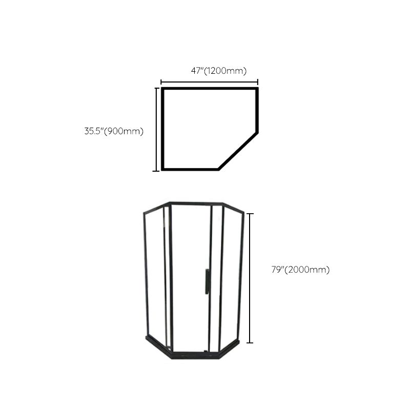 Contemporary Shower Enclosure Neo-Angle Semi-Frameless Clear Shower Enclosure Clearhalo 'Bathroom Remodel & Bathroom Fixtures' 'Home Improvement' 'home_improvement' 'home_improvement_shower_stalls_enclosures' 'Shower Stalls & Enclosures' 'shower_stalls_enclosures' 'Showers & Bathtubs' 1200x1200_ab8d37b6-5fdc-4ddd-8228-be9c83ee5a1e