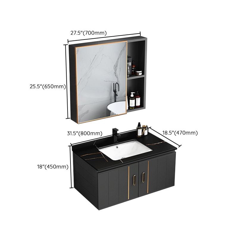 Modern Single Sink Vanity Black Ceramic Bath Vanity with Soft Close Door Clearhalo 'Bathroom Remodel & Bathroom Fixtures' 'Bathroom Vanities' 'bathroom_vanities' 'Home Improvement' 'home_improvement' 'home_improvement_bathroom_vanities' 1200x1200_ab9aab5d-0a4b-444a-955f-5f6f4a02b8d1