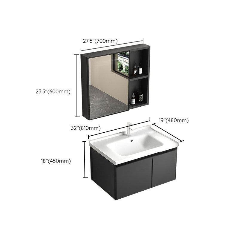 Aluminum Bathroom Vanity Set Doors Wall Mounted Doors Grey Single Sink with Mirror Clearhalo 'Bathroom Remodel & Bathroom Fixtures' 'Bathroom Vanities' 'bathroom_vanities' 'Home Improvement' 'home_improvement' 'home_improvement_bathroom_vanities' 1200x1200_abafaf7a-c27d-41b8-acb8-8099ee25e197