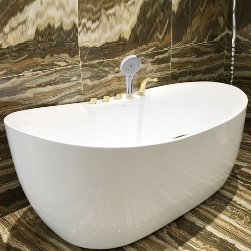 Freestanding Oval White Bath Soaking Handles Included Bathtub Clearhalo 'Bathroom Remodel & Bathroom Fixtures' 'Bathtubs' 'Home Improvement' 'home_improvement' 'home_improvement_bathtubs' 'Showers & Bathtubs' 1200x1200_abbf4a40-76bd-4869-9430-a40d061b911f