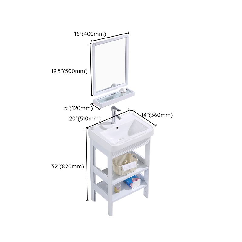 White Vanity Sink Doors Drawer Faucet Storage Shelf Vanity with Mirror Clearhalo 'Bathroom Remodel & Bathroom Fixtures' 'Bathroom Vanities' 'bathroom_vanities' 'Home Improvement' 'home_improvement' 'home_improvement_bathroom_vanities' 1200x1200_abcd44b2-0858-4d35-9149-50eba1e9e96c