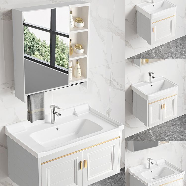 Glam White Sink Vanity Wooden Single Sink Vanity Set for Bathroom Clearhalo 'Bathroom Remodel & Bathroom Fixtures' 'Bathroom Vanities' 'bathroom_vanities' 'Home Improvement' 'home_improvement' 'home_improvement_bathroom_vanities' 1200x1200_ac2219f9-b107-4f82-a323-d81c804f7ce4