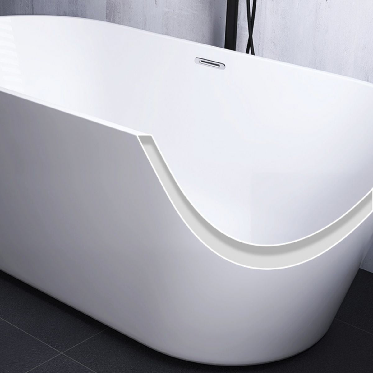 Modern White Stand Alone Bathtub Oval Acrylic Soaking Bathtub without Holes Clearhalo 'Bathroom Remodel & Bathroom Fixtures' 'Bathtubs' 'Home Improvement' 'home_improvement' 'home_improvement_bathtubs' 'Showers & Bathtubs' 1200x1200_ac3fcc6d-c6d1-4c5b-9589-0b0e4eb4aa35