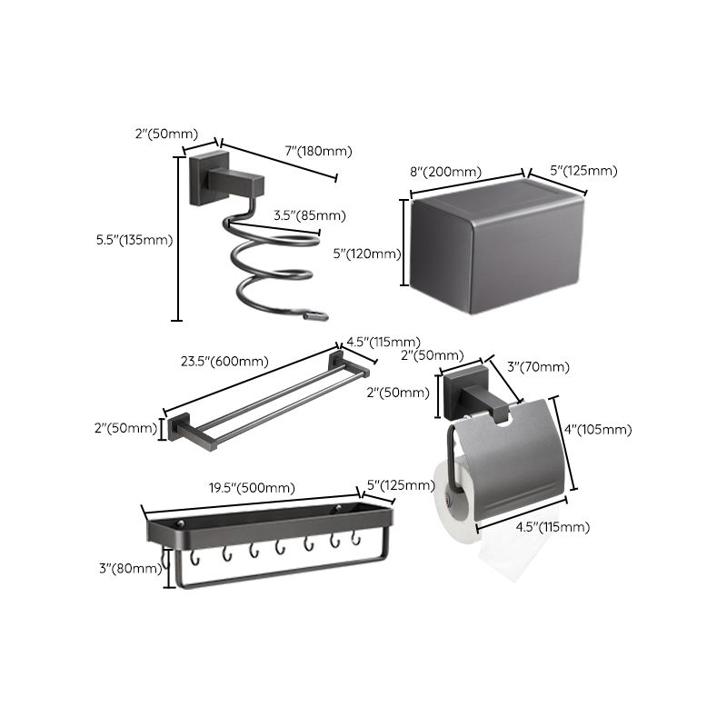 Contemporary Bathroom Accessory As Individual Or As a Set in Metal Clearhalo 'Bathroom Hardware Sets' 'Bathroom Hardware' 'Bathroom Remodel & Bathroom Fixtures' 'bathroom_hardware_sets' 'Home Improvement' 'home_improvement' 'home_improvement_bathroom_hardware_sets' 1200x1200_ac4531e7-9159-469c-9be5-dbee1e3fd925