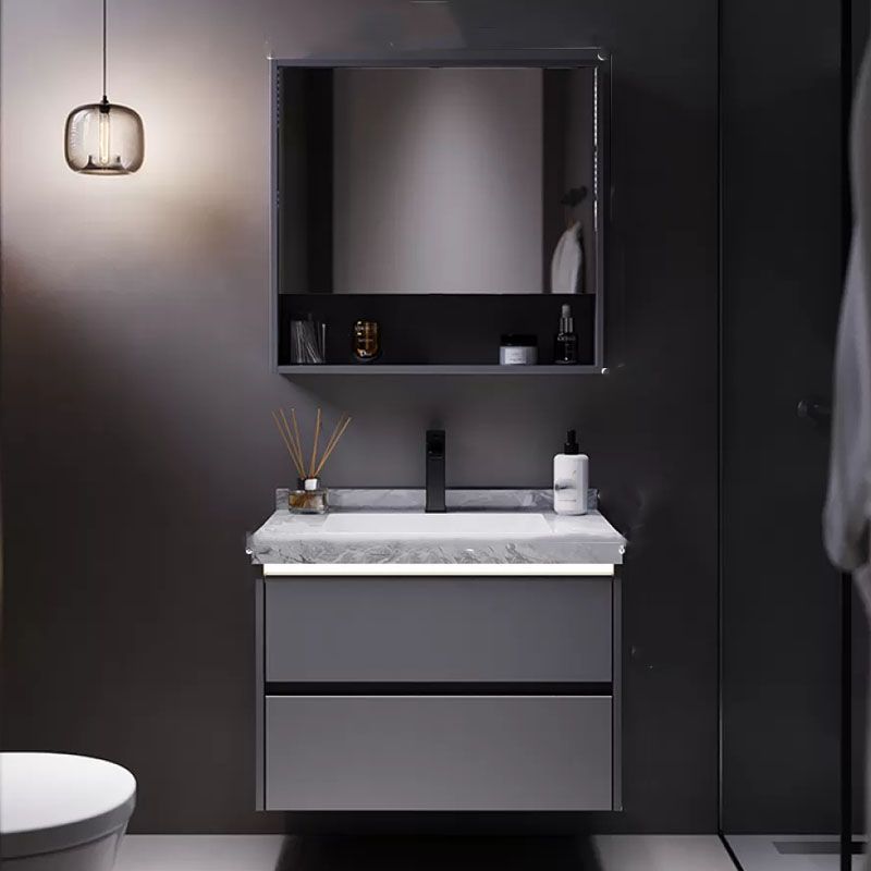 Grey Wall Mounted Standard Rectangular Open Console with Sink Set Clearhalo 'Bathroom Remodel & Bathroom Fixtures' 'Bathroom Vanities' 'bathroom_vanities' 'Home Improvement' 'home_improvement' 'home_improvement_bathroom_vanities' 1200x1200_ac6d24d3-e184-43f9-8aee-32cf058ebc40