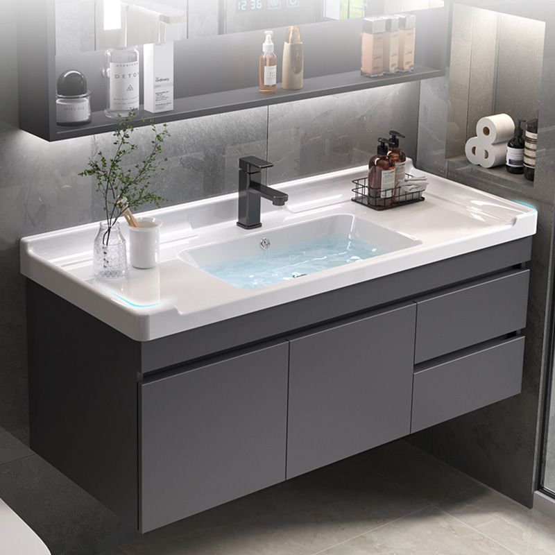 Grey Modern Solid Wood Single-Sink Open Console with Sink Set Clearhalo 'Bathroom Remodel & Bathroom Fixtures' 'Bathroom Vanities' 'bathroom_vanities' 'Home Improvement' 'home_improvement' 'home_improvement_bathroom_vanities' 1200x1200_ac888219-547c-47ae-b63e-626c787eae78