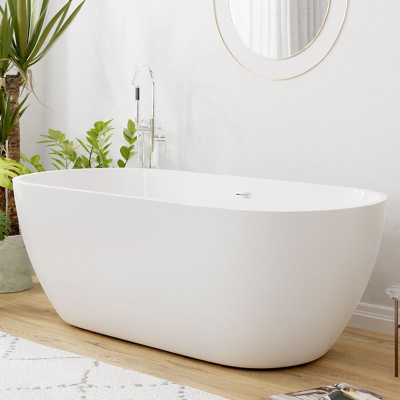 White Oval Bathtub with Drain Acrylic Soaking Freestanding Tub Clearhalo 'Bathroom Remodel & Bathroom Fixtures' 'Bathtubs' 'Home Improvement' 'home_improvement' 'home_improvement_bathtubs' 'Showers & Bathtubs' 1200x1200_aca60e8b-c9ff-483d-a1ad-e84d3dec761b