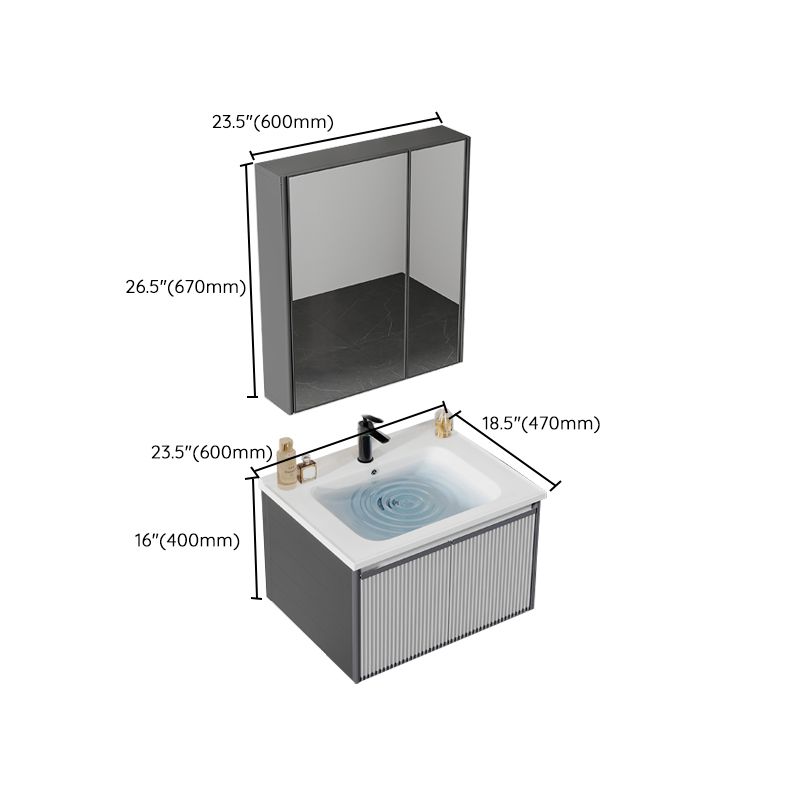 Bath Vanity Grey Metal Frame Rectangular Single Sink Wall Mount Mirror 2 Doors Vanity Clearhalo 'Bathroom Remodel & Bathroom Fixtures' 'Bathroom Vanities' 'bathroom_vanities' 'Home Improvement' 'home_improvement' 'home_improvement_bathroom_vanities' 1200x1200_acdca7c3-0dc1-4471-a90b-6c955f4a1172