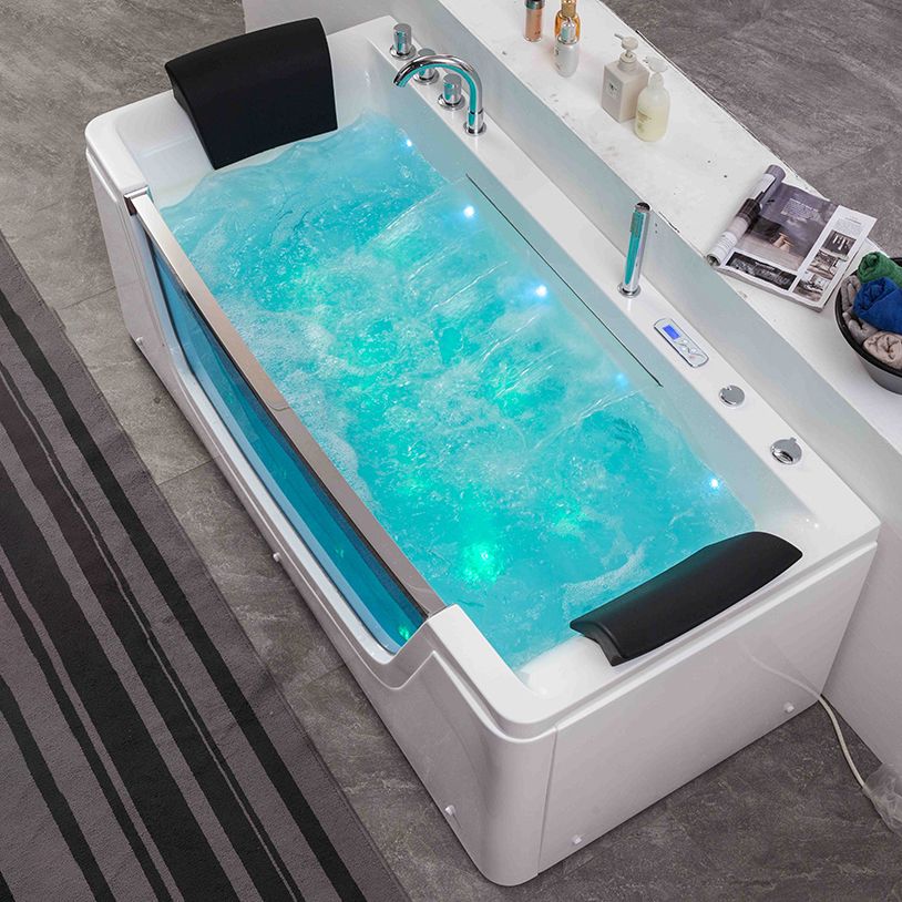 Stand Alone White Bathtub Acrylic Rectangular Modern Center Bath Clearhalo 'Bathroom Remodel & Bathroom Fixtures' 'Bathtubs' 'Home Improvement' 'home_improvement' 'home_improvement_bathtubs' 'Showers & Bathtubs' 1200x1200_acf7f72e-cfd7-41d2-b2e5-47160f627e3f