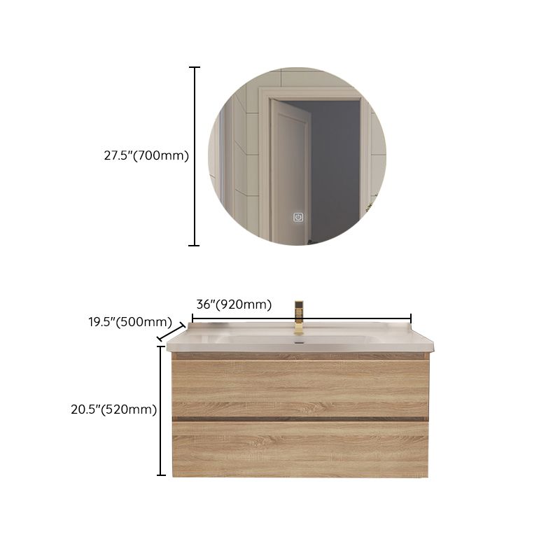 Drawers Bath Vanity Wood Mirror Rectangle Single Sink Wall Mount Vanity Set Clearhalo 'Bathroom Remodel & Bathroom Fixtures' 'Bathroom Vanities' 'bathroom_vanities' 'Home Improvement' 'home_improvement' 'home_improvement_bathroom_vanities' 1200x1200_ad0adec0-6443-4460-83d9-7e72af71ef1b