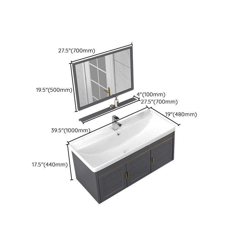 Rectangular Glam Bathroom Vanity Ceramic Top Single-Sink Wall Mount Vanity Set Clearhalo 'Bathroom Remodel & Bathroom Fixtures' 'Bathroom Vanities' 'bathroom_vanities' 'Home Improvement' 'home_improvement' 'home_improvement_bathroom_vanities' 1200x1200_ad17cfd7-f6a2-43b9-a1f5-20fd87d946f9