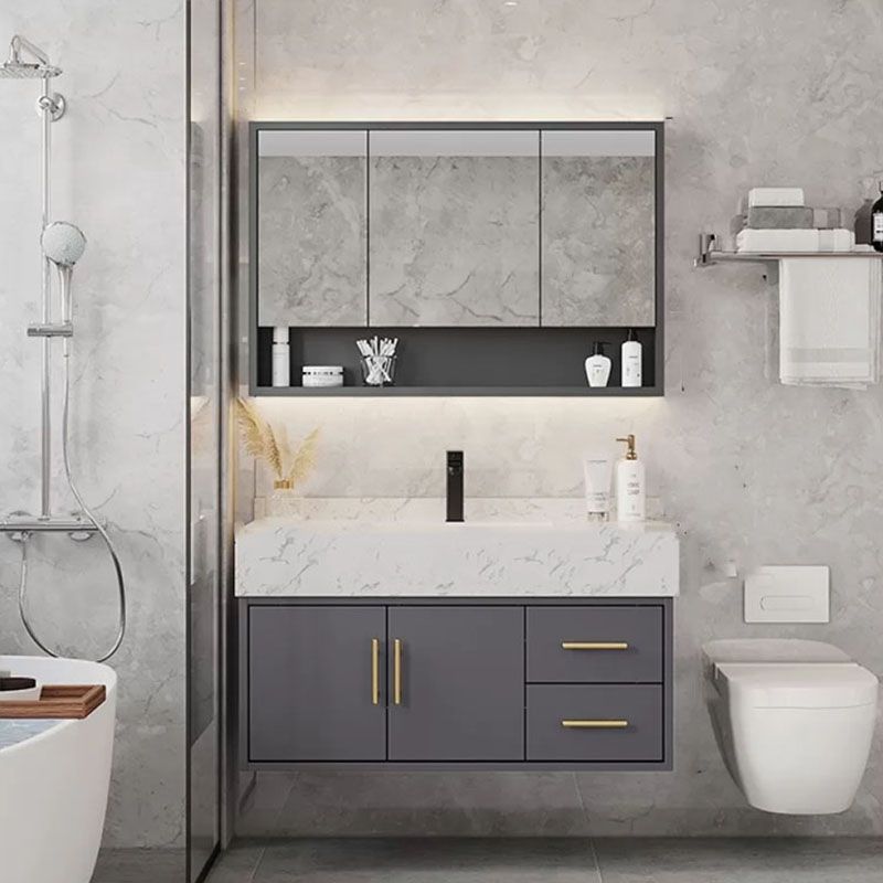Grey Modern Wood Single-Sink Rectangular Open Console with Sink Set Clearhalo 'Bathroom Remodel & Bathroom Fixtures' 'Bathroom Vanities' 'bathroom_vanities' 'Home Improvement' 'home_improvement' 'home_improvement_bathroom_vanities' 1200x1200_ad35ae88-8f7f-4a42-922c-1342dc94a897