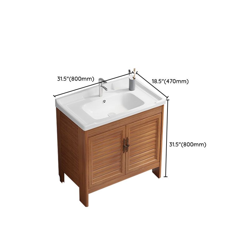 Rectangle Vanity Set Metal Frame Mirror Freestanding 2 Doors Single Sink Bath Vanity Clearhalo 'Bathroom Remodel & Bathroom Fixtures' 'Bathroom Vanities' 'bathroom_vanities' 'Home Improvement' 'home_improvement' 'home_improvement_bathroom_vanities' 1200x1200_ad40408b-53c5-481b-a353-b7d2c0dbc2b6