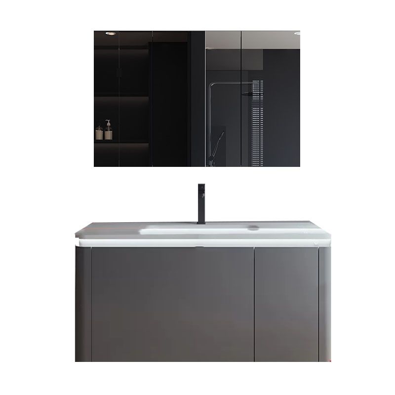 Grey Wood Modern Rectangular Wall Mounted Standard Bathroom Vanity Set Clearhalo 'Bathroom Remodel & Bathroom Fixtures' 'Bathroom Vanities' 'bathroom_vanities' 'Home Improvement' 'home_improvement' 'home_improvement_bathroom_vanities' 1200x1200_ad41b6d5-5fab-4a94-8029-2b113aec638b