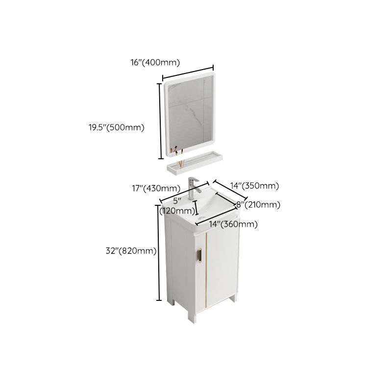 Glam Vanity Rectangle Mirror Metal Frame White Bathroom Vanity with Single Sink Clearhalo 'Bathroom Remodel & Bathroom Fixtures' 'Bathroom Vanities' 'bathroom_vanities' 'Home Improvement' 'home_improvement' 'home_improvement_bathroom_vanities' 1200x1200_ad8d8b8e-633e-49b3-a634-0d56867b4478