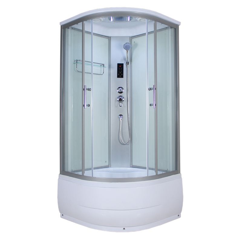 Corner Round Tub & Shower Kit Double Sliding Semi-Frameless Tub & Shower Kit Clearhalo 'Bathroom Remodel & Bathroom Fixtures' 'Home Improvement' 'home_improvement' 'home_improvement_shower_stalls_enclosures' 'Shower Stalls & Enclosures' 'shower_stalls_enclosures' 'Showers & Bathtubs' 1200x1200_ad91eb17-d9bd-434c-bb49-aba448991f46