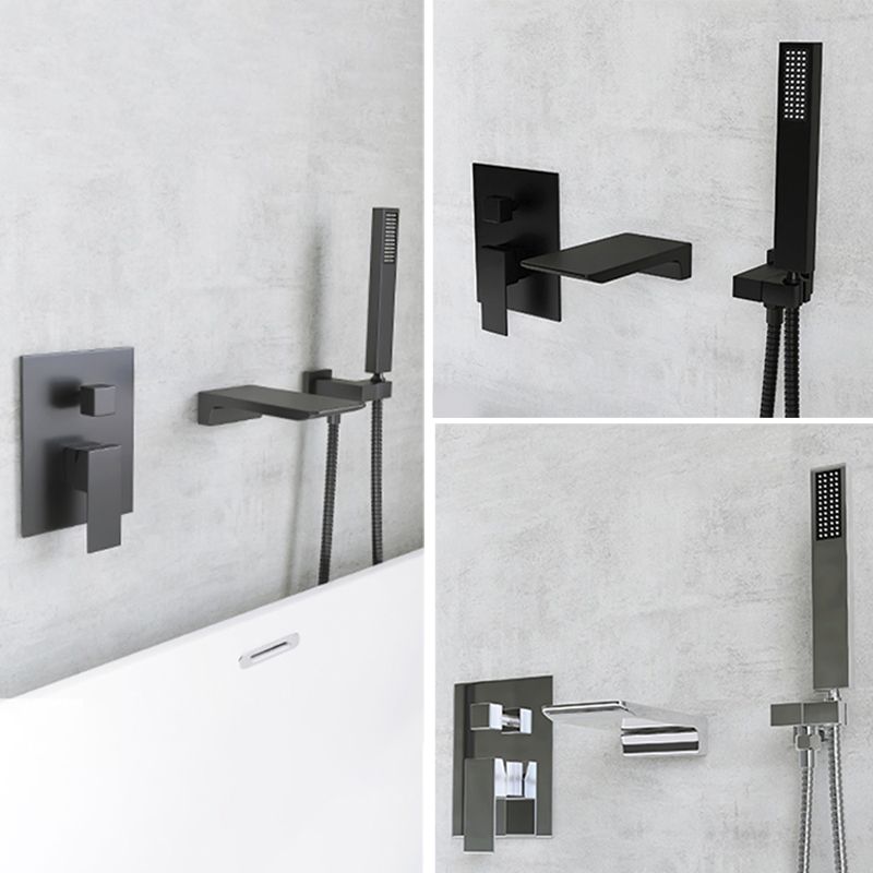 Modern Wall Mounted Metal Tub Filler Single Handle Bathroom Faucet Clearhalo 'Bathroom Remodel & Bathroom Fixtures' 'Bathtub Faucets' 'bathtub_faucets' 'Home Improvement' 'home_improvement' 'home_improvement_bathtub_faucets' 1200x1200_ada1cf8e-d393-457d-99d7-91ef33086a29