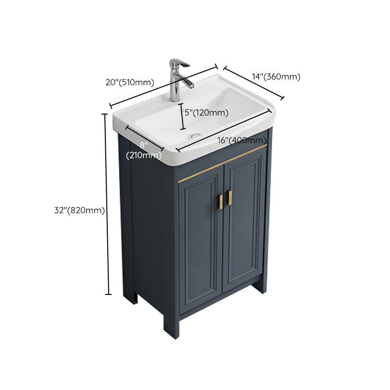 Freestanding Bath Vanity Blue Rectangle Mirror 2 Doors Bathroom Vanity with Single Sink Clearhalo 'Bathroom Remodel & Bathroom Fixtures' 'Bathroom Vanities' 'bathroom_vanities' 'Home Improvement' 'home_improvement' 'home_improvement_bathroom_vanities' 1200x1200_add7c283-dc15-48df-a2bb-b25bcdd53848