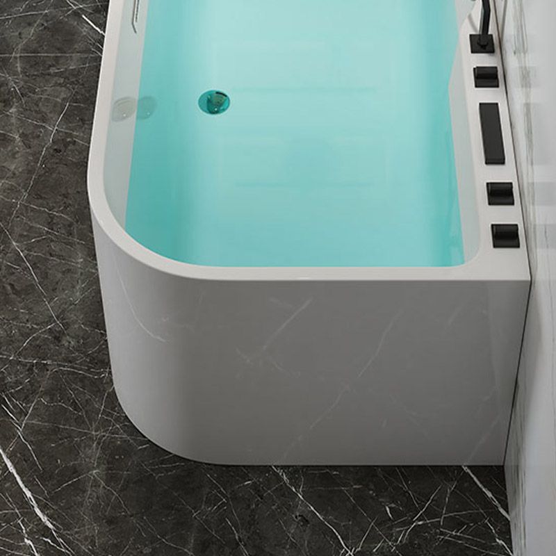 Modern White Rectangle Acrylic Bathtub Back to Wall with Drain Bath Tub Clearhalo 'Bathroom Remodel & Bathroom Fixtures' 'Bathtubs' 'Home Improvement' 'home_improvement' 'home_improvement_bathtubs' 'Showers & Bathtubs' 1200x1200_adf74eba-161e-473e-bb87-1aa9314225ee